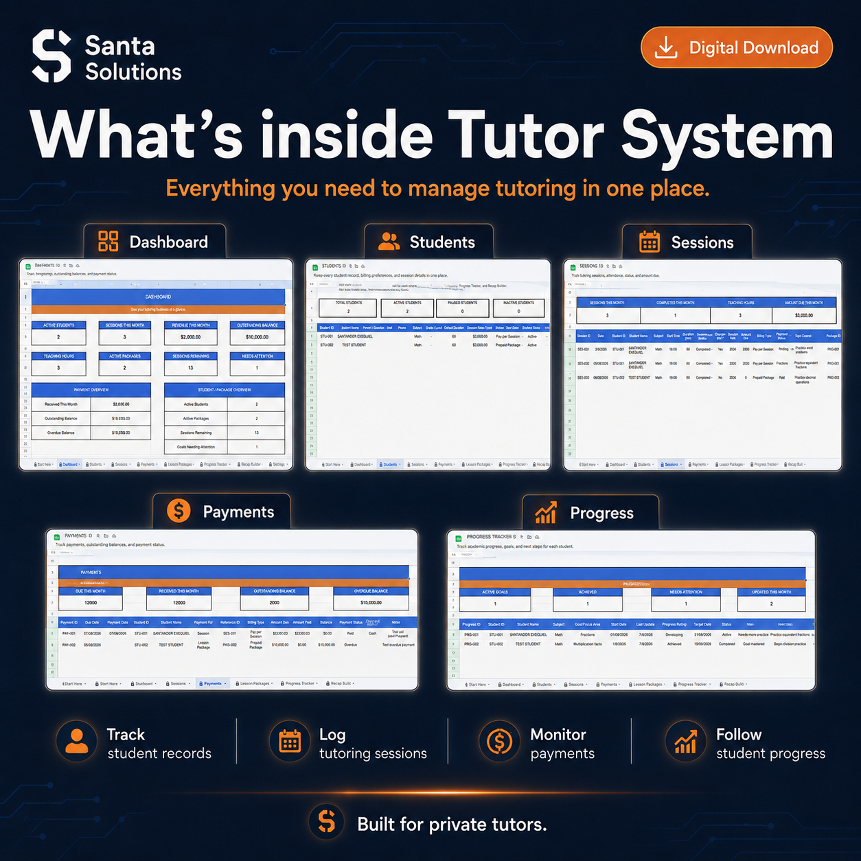 Tutor System | Google Sheets Template for Private Tutors