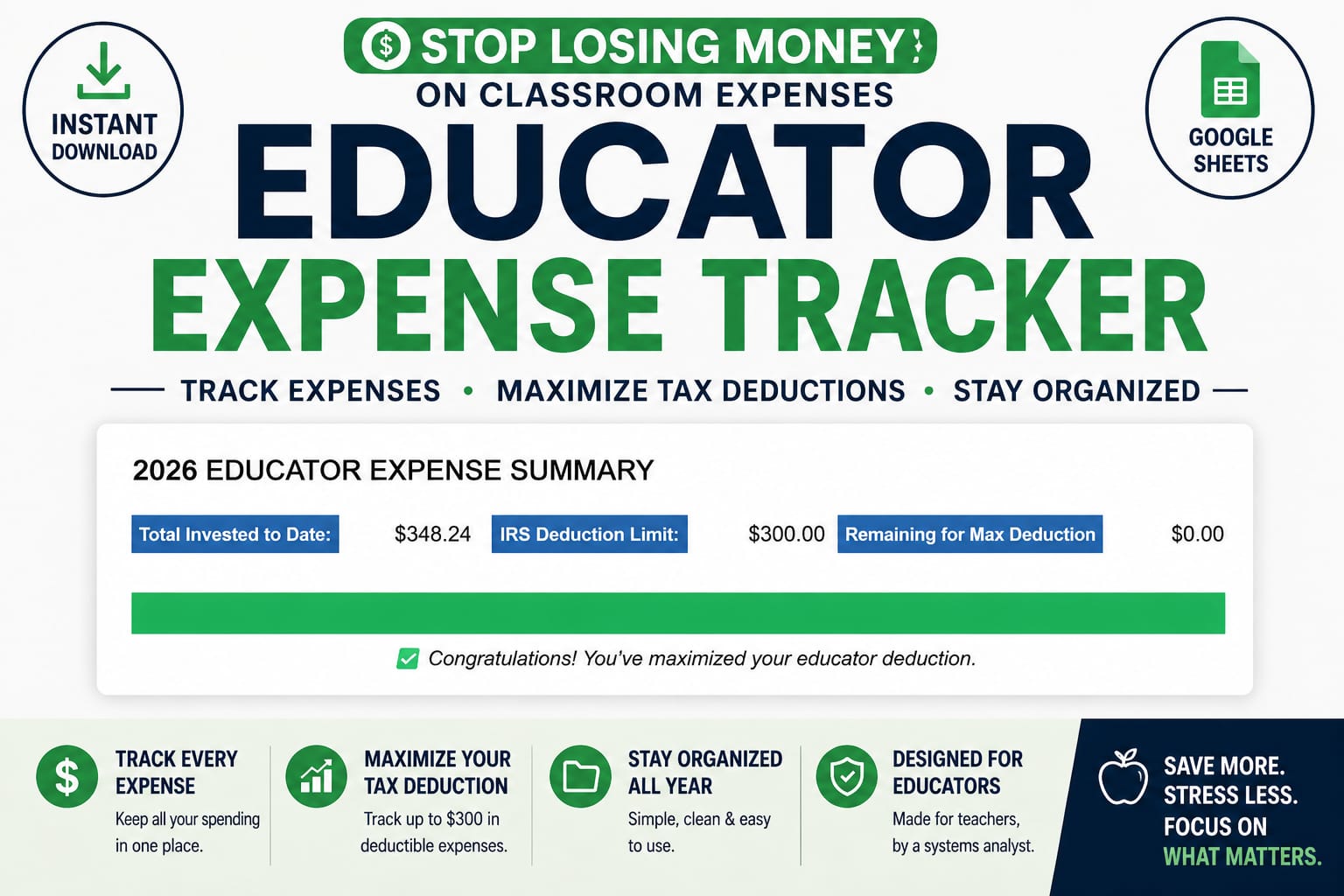 Teacher Expense Tracker for Classroom Supplies | Stop Losing Money & Maximize Tax Deductions